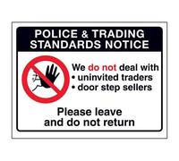 VSafety Trading Standards: No Univited Door Sellers Sign - 200mm x 150mm - Window Sticker