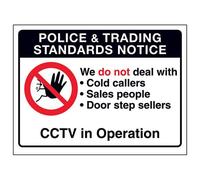 VSafety Trading Standards: We Do Not Deal With Cold Callers Sign - 150mm x 100mm - Window Sticker