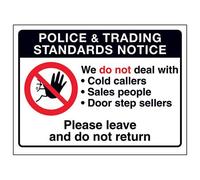 VSafety Trading Standards: We Do Not Deal With Door Sellers Sign - 200mm x 150mm - Window Sticker