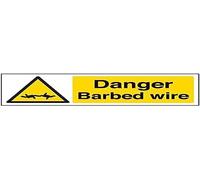 Vsafety Warning General - Danger Barbed Wire - 300 x 100 mm Safety Sign
