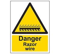 Vsafety Warning General - Danger Razor Wire - 150 x 200 mm Safety Sign
