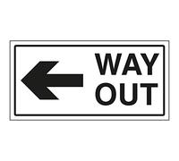 VSafety Way Out Arrow Left Sign - 600x300mm - 3mm Brushed Aluminium Composite