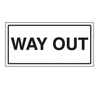 VSafety Way Out Sign - 300x150mm - Self Adhesive Aluminium Effect