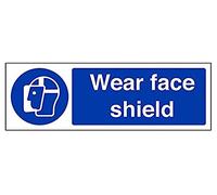 VSafety Wear Face Shield PPE Sign - Landscape - 300mm x 100mm - 1mm Rigid Plastic