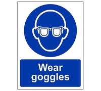 VSafety Wear Goggles PPE Sign - Portrait - 150mm x 200mm - 2mm Rigid Plastic