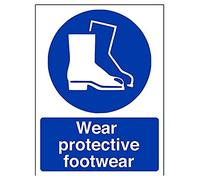 VSafety Wear Protective Footwear PPE Sign - Portrait - 150mm x 200mm - 1mm Rigid Plastic