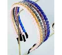 VSAKSH 2 Pieces Multicolor Crystal Rhinestone Headbands Shiny Non-Slip Beaded Hairband Bling Bling Hair Bands Hair Accessories Hair Decoration for Women Girls (Random Color)