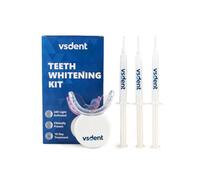 VSDent Advanced Teeth Whitening Kit - Gentle Enamel-Safe Formula, Coffee, Tea, Wine & Smoking Stains - Vegan, CE Certified with LED Light, Mouth Tray & 3X 3ml Whitening Gels