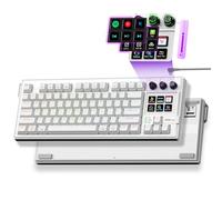 VSDINSIDE Mechanical Keyboard with Stream Controller Deck, Macro Pad with Customizable LCD Keys & Knobs, Gaming Streaming Shortcut Keypad, Hot Swappable, RGB Backlight, for PC Mac (White, K1 Pro)