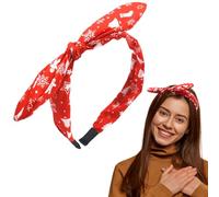 Vsdski Christmas Headband Bow Knotted Headbands For Women Christmas Hair Accessories Rabbit Ear Deer Antler Hair Bands Winter Xmas Party Decoration (Style 1, routine)