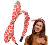 Vsdski Christmas Headband Red Bow Knotted Headbands for Women Christmas Hair Accessories Cute Rabbit Ear Snowflake Hair Bands Winter Xmas Party Cosplay Outfit Supplies Decoration