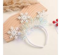 Vsdski Christmas Headband White Snowflake Hair Bands Glitter Snowflake Rhinestone hair Hoop Christmas Hair Accessories for Women (Style 1, routine)