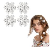 Vsdski Christmas Snowflakes Hair Clips Sparkly Rhinestone Snow flake Hair Barrettes Christmas Hair Accessories for Women Princess Metal Alligator Clips for Thick Thin Hair (4pcs)