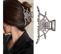 Vsdski Metal Spider Web Hair Clips Black Skeleton Hair Claw Clips Halloween Hair Accessories for Women Jaw Clips Hair Clamps Strong Hold Nonslip Hair Barrettes for Thick Thin Hair for Halloween Decor