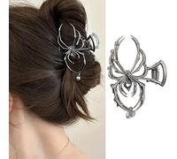 Vsdski Spider Hair Clips Metal Black Hair Claw Clips Halloween Hair Accessories Rhinestone Spider Pearl Hair Barrettes Strong Hold Hair Jaw Clips Nonslip Hair Clamp Clips (Gun black)