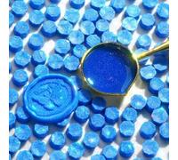 VSECUON 300pcs Shimmery Blue Wax Seal Beads,Refilling Octagon Sealing Beads for Wax Seal Stamp Great for Wedding Invitations, Christmas Cards, Envelopes, Letter Decor