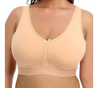 VSEISNOO UK Women's Minimiser Wireless Cotton Non Padded Full Cup Plus Size Comfort Bra Beige