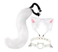 Vseutiac Animal Cosplay Costume with Cat And Ears And Tail for Stage Performance, Christmas, White