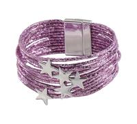 Vseutiac Personalized, Multi-Layered Bracelet, Modern Charm Bracelet, Trendy and Multifunctional Jewelry Made of Faux Leather and Alloy, Purple