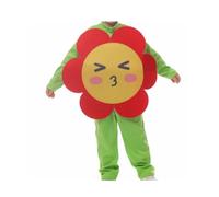 Vseutiac Playful Flower Character Jumpsuit botanical green Costume with Face Print, Gender-Neutral, for Themed Parties, Group Activities
