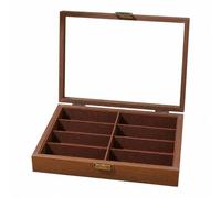 Vseutiac Wooden Sunglasses Organizer Box Compact Low-Profile Design, Rectangular Accessory Storage Box with Front Clasp, Multiple Pair, for Dresser, Dressing Area