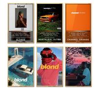 VSGWPACF Frank Ocean Poster Set (6 Count) Album Cover Art Prints, Canvas, Landscape, Framed, Purple, Intricate Pattern, 08x12 inches, Bedroom, Living Room, Hall, Kitchen, Home Office