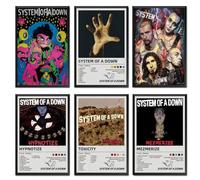 VSGWPACF System Of A Poster Down (Set of 6) Album Cover Music Canvas Posters for Bedroom Wall Art Decor Posters & Prints 08x12inch(20x30cm) Style-1