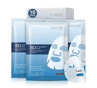VSHELL Hyaluronic Acid Face Sheet Mask - Hydrating & Plumping Facial Mask for Dry Skin - Deep Moisturizing Skincare for Radiant Glass Skin Glow - Daily Use - 10 Pack