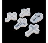 vsilay 5Pieces for Cross Resin Molds for Cross Shape with Hole Silicone Mold for Epoxy Casting for Key Chain Pendant Necklace E