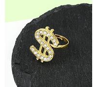 vsilay Fashion Dollar Sign Ring Hip Hop Money Symbol Ring Golden Adjustable Open Ring Statement Jewelry Universal Size