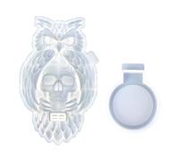 vsilay Owl Skull Candle Holder Silicone Mold for DIY Halloween Decorations Durable Epoxy Resin Molud for Candlestick Making
