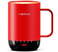 Vsitoo S3 Pro 16oz Smart Self Heating Coffee Mug,Heated Coffee Mug With Auto-Sensing AI Heats Drinks To 120-150°F Hands-Free.Perfect for Home/Office, for Men/Women, Red