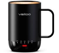 Vsitoo S3 Pro 16oz Smart Self Heating Coffee Mug,Heated Coffee Mug With Auto-Sensing AI Heats Drinks To 120-150°F Hands-Free.Perfect for Home/Office, Gift for Men/Women, Black
