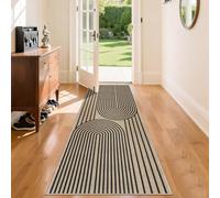 VSIWB 2x6 Kitchen Runner Rug for Hallways Easy Jute Rug Washable Low-Pile Non-Slip Area Rug Runner Indoor Outdoor Carpet for Bedside Laundry Entryway Porch Door Mat Modern Black Rainbow Floor Mats