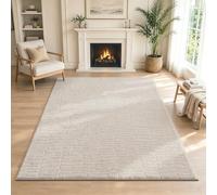 VSIWB Rugs Living Room 120x180cm Soft Fluffy Washable Non-Slip 3D High Low Effect Modern Beige Carpet for Bedroom, Dining Room, Nursery, Office