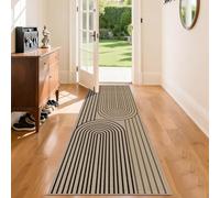 VSIWB Runner Rugs for Hallway 60x180 cm Kitchen Rug Washable Non-Slip Carpet Runner Jute Look Outdoor Indoor Rug for Bedroom Living Room Corridor Laundry Entryway Porch Door Mat, Black Brown Rainbow