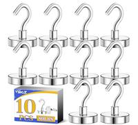 VSKIZ 10 Pack Heavy Duty Magnet Hooks, 80Lbs Extra Strong Magnetic Hooks for Cruise Cabins, Hanging, Metal Grill, Refrigerator, Toolbox