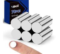 VSKIZ Refrigerator Magnets, 12x3mm Small Round Rare Earth Magnets, Tiny Strong Disc Magnets Neodymium, Mini Magnets for Crafts, DIY, Fridge, Miniatures, Whiteboard, Office, Dry Erase Board - 70 PCS