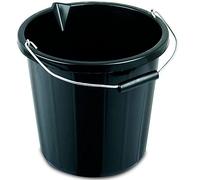 VSL 15 Litre Black Builders Bucket - Strong - Water - DIY - Mixing - Heavy Duty - Pack of 10