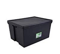 VSL 3 X 150 LITRE WHAM BAM HEAVY DUTY PLASTIC STORAGE BOXES - BLACK RECYCLED PLASTIC - SUPER STONG
