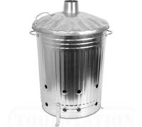 VSL 90 Litre Galvanized INCINERATOR - FIRE - Burner - DUSTBIN - Leaves - Rubbish - Outdoor - with LID