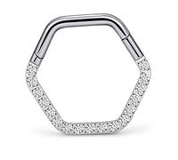 Vsnnsns 16G 18G 20G Titanium Septum Rings Daith Piercing Jewelry Clicker Septum Jewelry Cubic Zirconia Septum Rings Daith Earrings Piercing Jewelry Hoops For Women Men, Metal, cubic zirconia