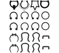 Vsnnsns 16G Septum Rings Piercing Jewelry 316L Stainless Surgical Steel Skull Flower Dangle Clicker Horseshoe Septum Nose Rings Hoop Piercing Jewelry for Women Men Silver Black Rose Gold 10mm, Metal