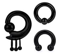 Vsnnsns 2G 4G 6G 8G Septum Rings Surgical Steel Heavy Gauges Earrings for Stretching Internally Threaded Horseshoe Septum Nose Rings Weights Captive Bead Earrings Hoops Silver Black Rainbow Rose Gold,