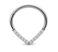 Vsnnsns Astm F136 Titanium Septum Rings 16G 18G 20G Daith Piercing Jewelry Clicker Septum Jewelry CZ Opal Septum Rings Daith Earrings Piercing Jewelry Hoops For Women Men, Metal, cubic zirconia