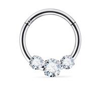 Vsnnsns G23 Titanium Septum Rings 16G 18G 20G Daith Piercing Jewelry Clicker Septum Jewelry CZ Opal Septum Rings Daith Earrings Piercing Jewelry Hoops For Women Men, Metal, cubic zirconia