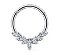 Vsnnsns G23 Titanium Septum Rings 16G 18G 20G Daith Piercing Jewelry Clicker Septum Jewelry CZ Opal Septum Rings Daith Earrings Piercing Jewelry Hoops For Women Men, Metal, cubic zirconia