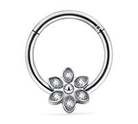 Vsnnsns G23 Titanium Septum Rings 16G 18G 20G Daith Piercing Jewelry Clicker Septum Jewelry CZ Opal Septum Rings Daith Earrings Piercing Jewelry Hoops For Women Men, Metal, cubic zirconia