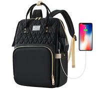 VSNOON Laptop Backpack for Women,17.3 Inch Stylish Laptop Rucksack Wide Open, Travel Backpack with USB Charging Port, Water Resistant Travel Business Work Bag Computer bag for Men, Black