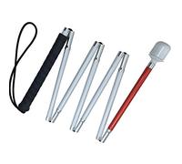 VSONE Aluminum Mobility Folding White Cane for Vision Impaired and Blind People 155cm (61 inch) Black Handle